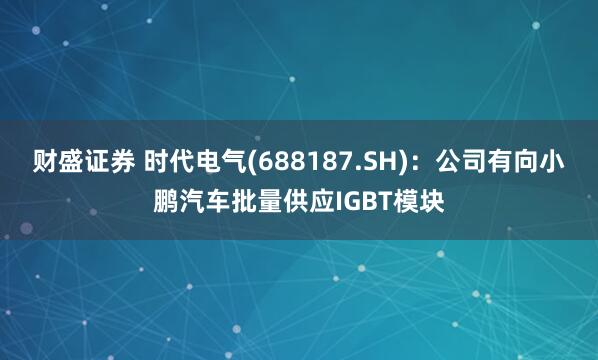 财盛证券 时代电气(688187.SH)：公司有向小鹏汽车批量供应IGBT模块